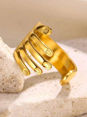 Orbit Bling Golden Hand-Inspired Adjustable Ring