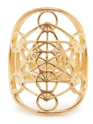 Metatron Cube Power Consciousness Gold-Plated Ring-01