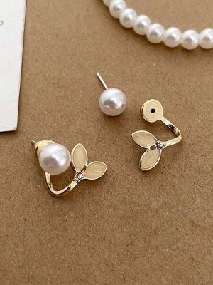 Gold-Plated Mermaid Tail Earrings with Pearls