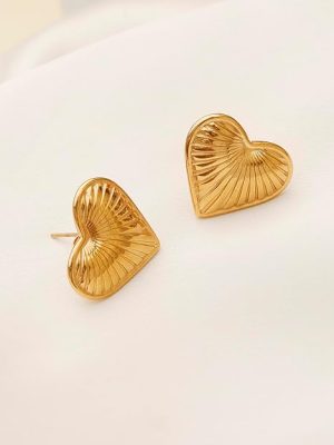 Orbit Bling Golden Heart Ray Stud Earrings