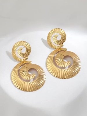 Textured Golden Spiral Earrings