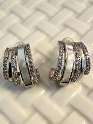 Double Silver Hoop Earrings