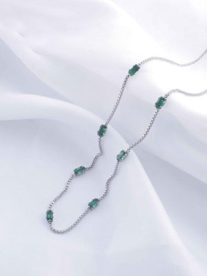 NE-01 Chain Link Green Emerald Necklace