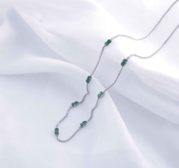 NE-01 Chain Link Green Emerald Necklace