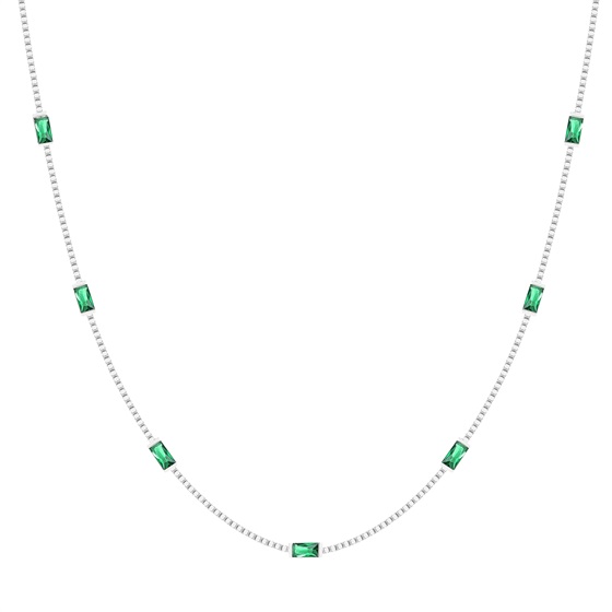 NE-01 Chain Link Green Emerald Necklace