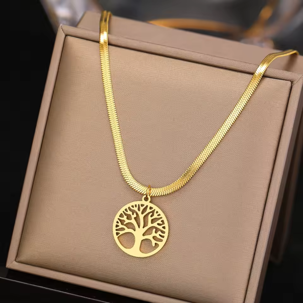 NE-07 Gothic Vintage Fortune Tree Pendant Necklace