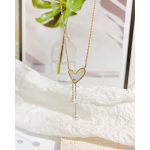 NE-11 Love Pulled Pearl Versatile Shell Heart Pendant  Necklace