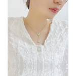 NE-11 Love Pulled Pearl Versatile Shell Heart Pendant  Necklace