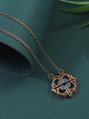 NE-28 Rosegold Plated Clover Folding Magnetic Necklace