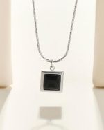 NE-31 Unisex Silver Square Pendant Necklace