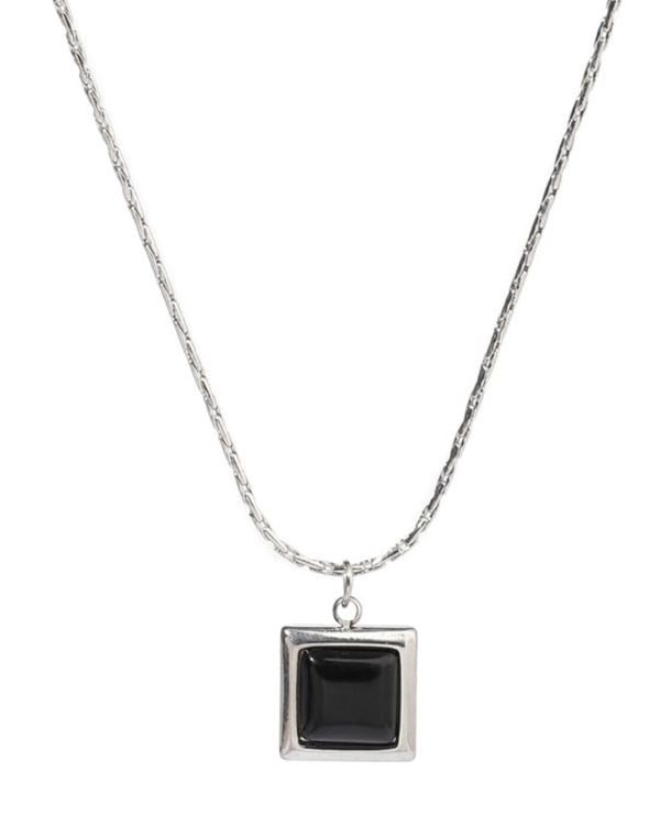 NE-31 Unisex Silver Square Pendant Necklace