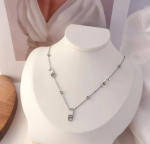 NE-22 Stapler Link Cubic Zirconia Necklace