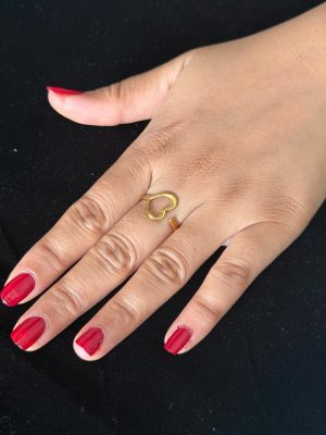 Gold Heart Ring Waterproof and Adjustable Sizes