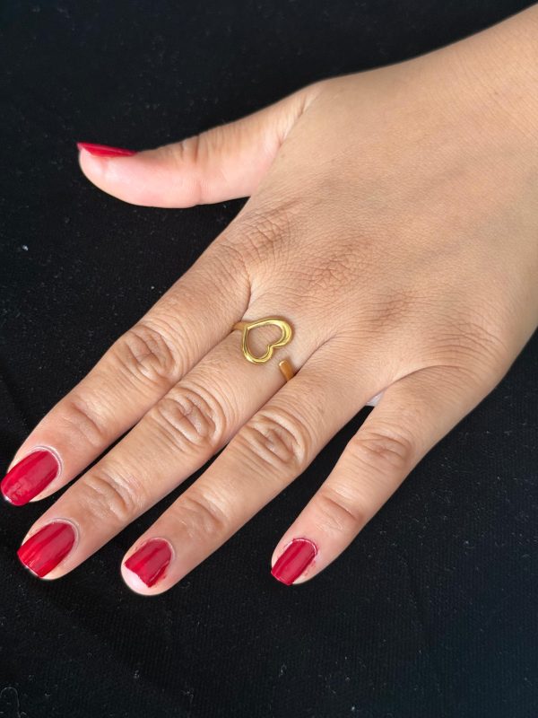 Gold Heart Ring Waterproof and Adjustable Sizes