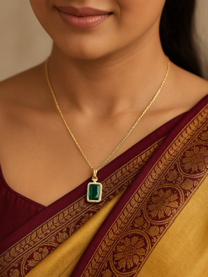 NE-155 Royal Green Solitaire Necklace