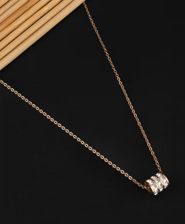 NE-186 Rose Gold CZ-Studded Pendant With Chain Necklace