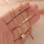 NE-187 Gold CZ-Studded Pendant With Chain Necklace