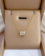 NE-187 Gold CZ-Studded Pendant With Chain Necklace