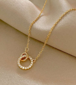 NE-190 Double Circle Pendant Necklace