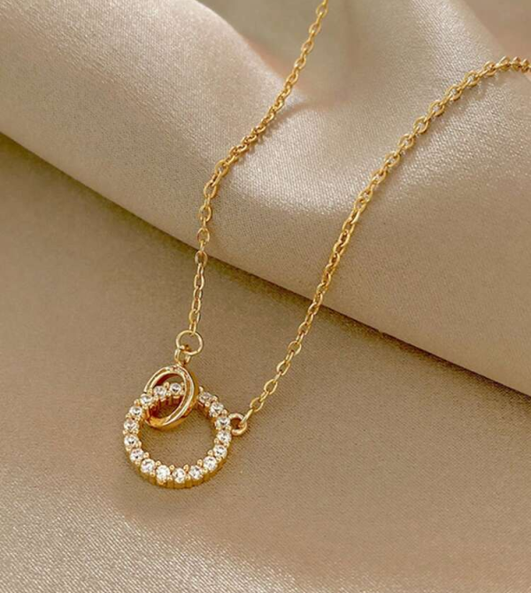 NE-190 Double Circle Pendant Necklace