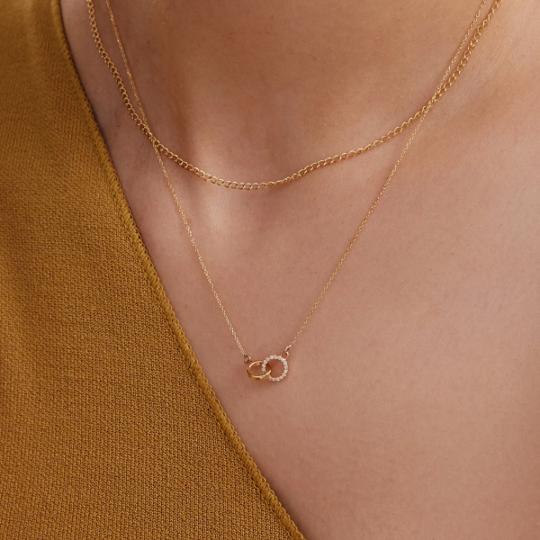 NE-190 Double Circle Pendant Necklace