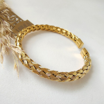 BR-210 Gold Cable Wire Cuff Kada Bracelet For Men and Women