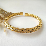 BR-210 Gold Cable Wire Cuff Kada Bracelet For Men and Women
