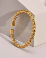 BR-210 Gold Cable Wire Cuff Kada Bracelet For Men and Women