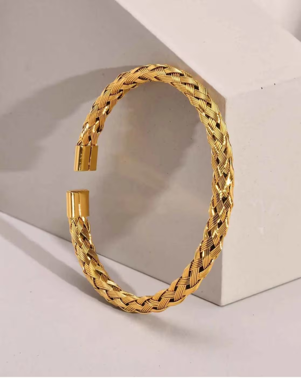 BR-210 Gold Cable Wire Cuff Kada Bracelet For Men and Women