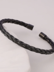 BR-211 Black Cable Wire Cuff Kada Bracelet For Men