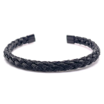BR-211 Black Cable Wire Cuff Kada Bracelet For Men