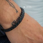BR-211 Black Cable Wire Cuff Kada Bracelet For Men
