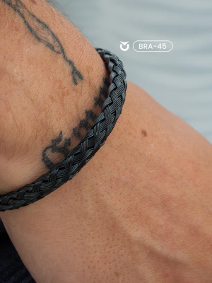 BR-211 Black Cable Wire Cuff Kada Bracelet For Men-04