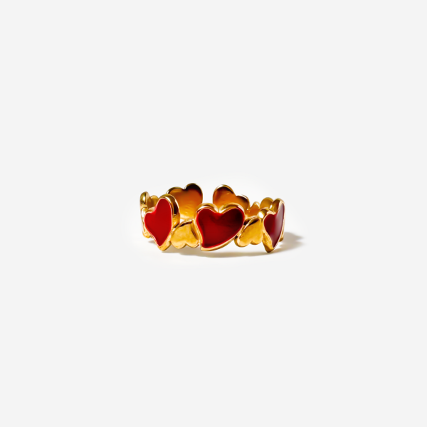 FR-212 Gold Plated Red Dual Heart Ring