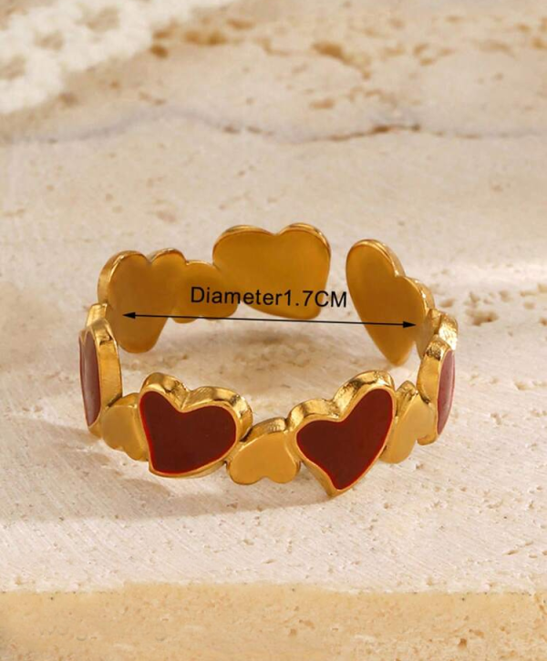 FR-212 Gold Plated Red Dual Heart Ring