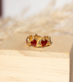 FR-212 Gold Plated Red Dual Heart Ring