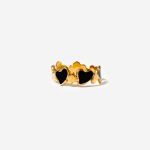 FR-213 Gold Plated Black Dual Heart Ring