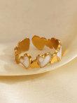 FR-214 Gold Plated White Dual Heart Ring