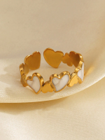 FR-214 Gold Plated White Dual Heart Ring