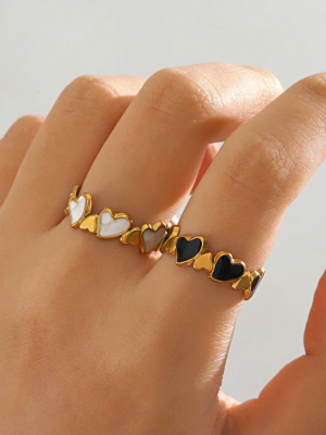 FR-214 Gold Plated White Dual Heart Ring-02