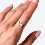 FR-214 Gold Plated White Dual Heart Ring