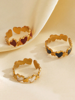 FR-214 Gold Plated White Dual Heart Ring
