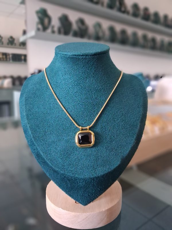 Anti Tarnish Dark Brown Enamel Pendant Necklace for Women