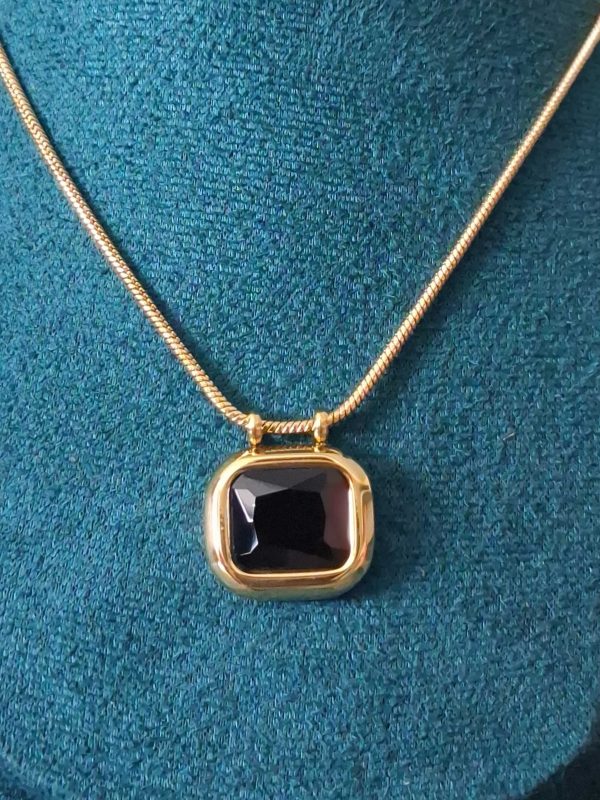 Anti Tarnish Dark Brown Enamel Pendant Necklace for Women