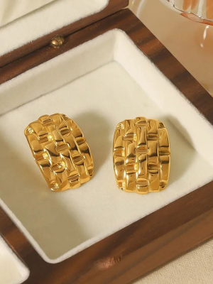 Woven Gold Statement Studs Earrings