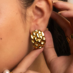 Woven Gold Statement Studs Earrings