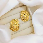 Woven Gold Statement Studs Earrings