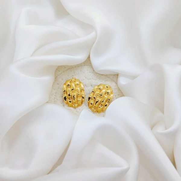Woven Gold Statement Studs Earrings