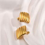 Bold Ribbed Gold Statement Earrings