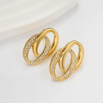 Gold Plated Intertwined Zircon Studs Earrings